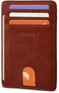 RUNBOX Slim Wallet for Men and Women, RFID Blocking Leather Card Holder | Minimalist 8-slot design fits IDs and credit cards in a thin profile for front pockets, purses, pants and travel by RUNBOX