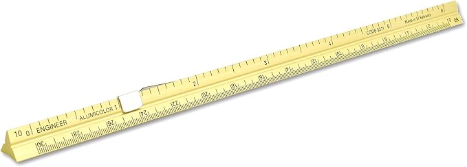 Alumicolor Aluminum Engineer Pocket Drafting Scale With Clip, 6IN, Gold by Alumicolor