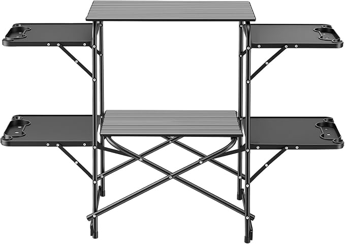 VEVOR Camping Kitchen Table, Slim-Fold Cook Station, Portable Folding Table, with 4 Side Tables, Heat Resistant Tabletop, and Carrying Bag, Ideal for Outdoor Picnics, BBQs, Camping, RV Traveling - Image 9