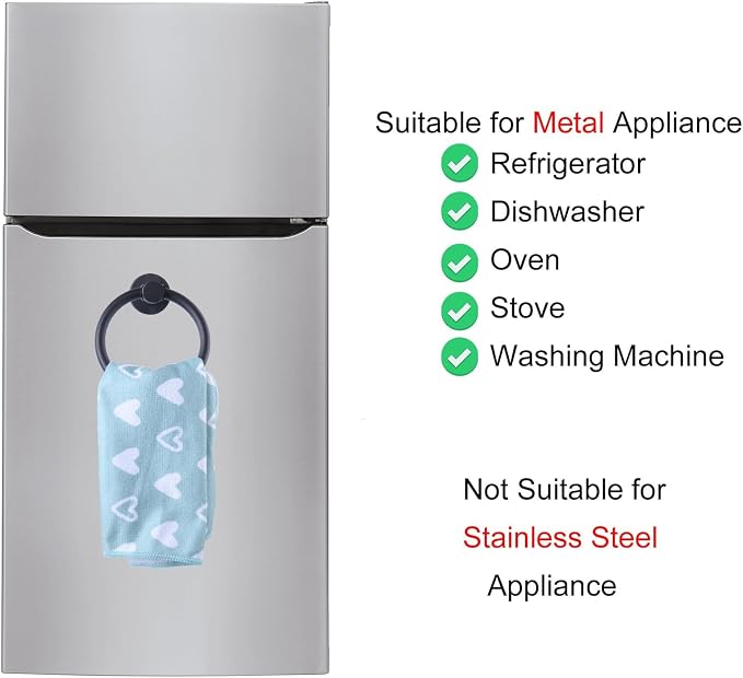 Magnetic Towel Holder for Refrigerator Kitchen Towel Ring Hook | Magnetic Towel Ring Holds Hand Towels Securely On Compatible Metal Surfaces With Adjustable Design For Kitchen Appliances. - Image 7