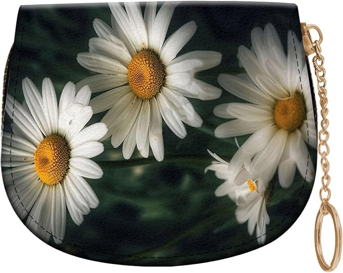 Women's Slim RFID Wallet – Compact Leather Card Holder Wallet for Women, 9 Card Slots RFID Blocking Credit Card Organizer, Small Travel Wallet - White and Yellow Daisy Flowers by Unknown