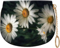 Women's Slim RFID Wallet – Compact Leather Card Holder Wallet for Women, 9 Card Slots RFID Blocking Credit Card Organizer, Small Travel Wallet - White and Yellow Daisy Flowers by Unknown