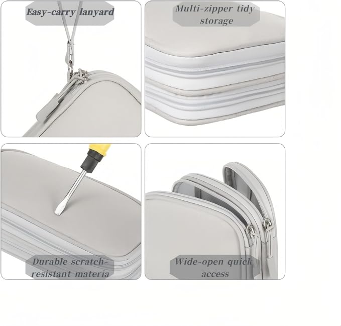 Portable Waterproof Double Layers All-in-One Storage Bag, Travel Cord Organizer，Electronics Accessories Organizer Pouch Bag for Accessories,Charger, USB Cable, Gadget (grey) - Image 5