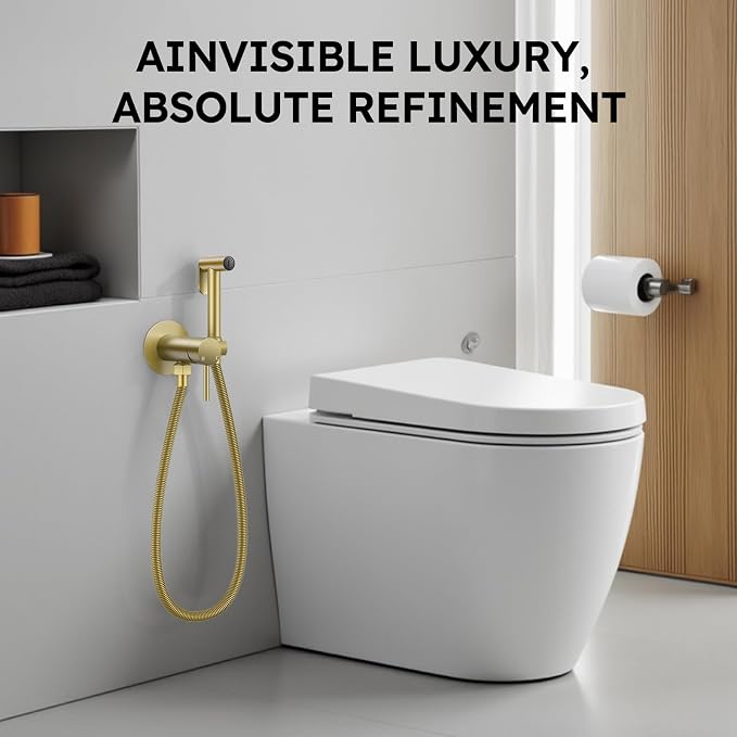 Arofa Built-in Hot and Cold Bidet Sprayer, Warm Water Bidet, Brushed Gold | Wall-Mounted Design, Dual Control Modes, Leak-Free Bidet Hose, Feminine/Baby/Pet Wash, Cloth Clean & Rinse, Stainless Steel - Image 7