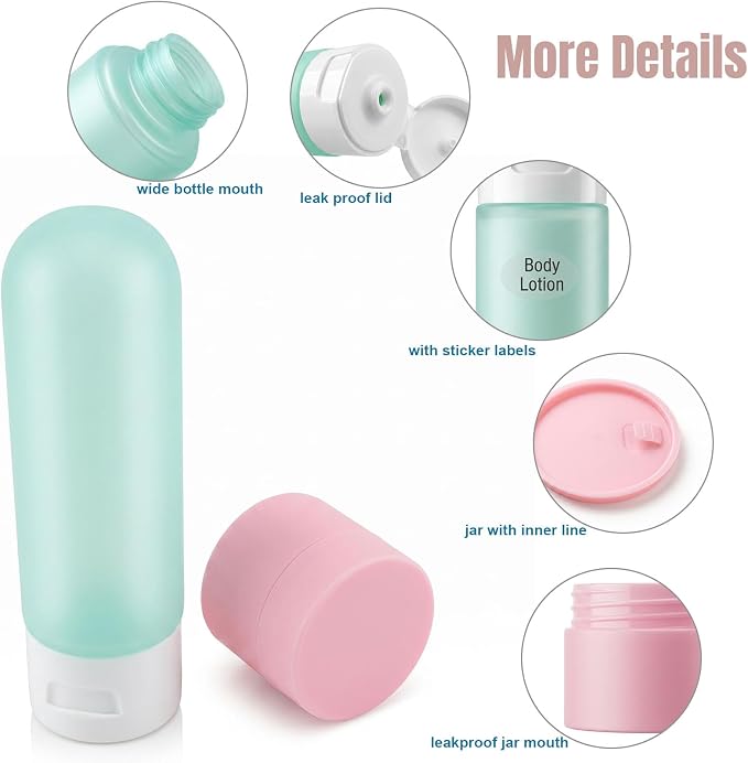 8 Pack Travel Bottles for Toiletries with Case (Multi-color) | TSA Approved, Leak-Proof, Portable, Travel Size Containers for Shampoo, Cosmetics, Vacation Travel Essentials - Image 5