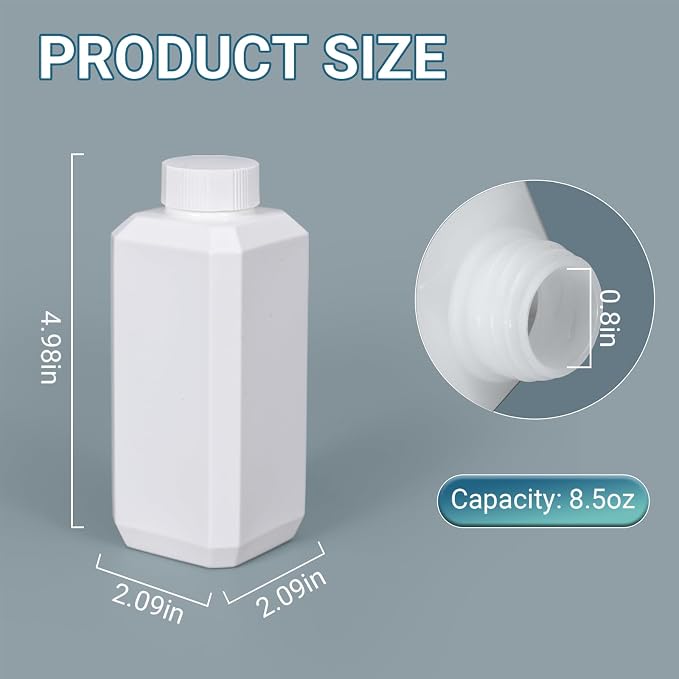 8oz/250ml Leak Proof Plastic Bottles with Caps for Liquids Sample, Reusable Small Bottles Containers for Travel, Camping and Hiking (White, 10 Pcs) - Image 9