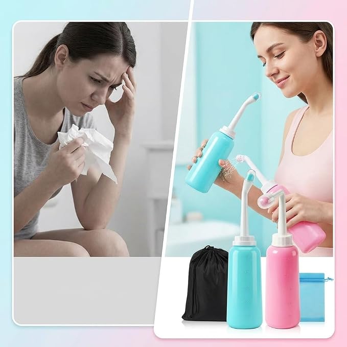 Portable Bidet,17oz Travel Bidet, 500ml Handheld Bidet,Bidet Bottle for Postpartum Care, Portable Bidet for Travel,Outdoor,Personal Hygiene, Camping Bidet,2 Pack, Mint Green & Pink - Image 4
