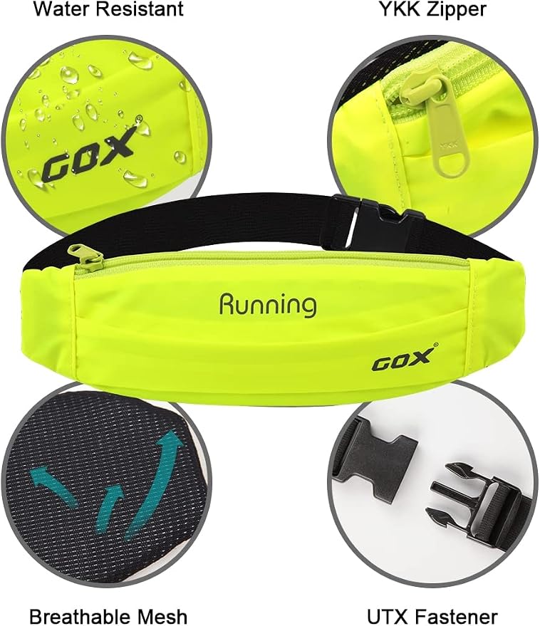 Gox Running Belt Fanny Pack, Slim Waist Pack for Phone Holder, Waterproof Athletic Pouch for Men Women Running Gym Hiking, Small Cross Body Sling Bag with Reflective (green) - Image 6