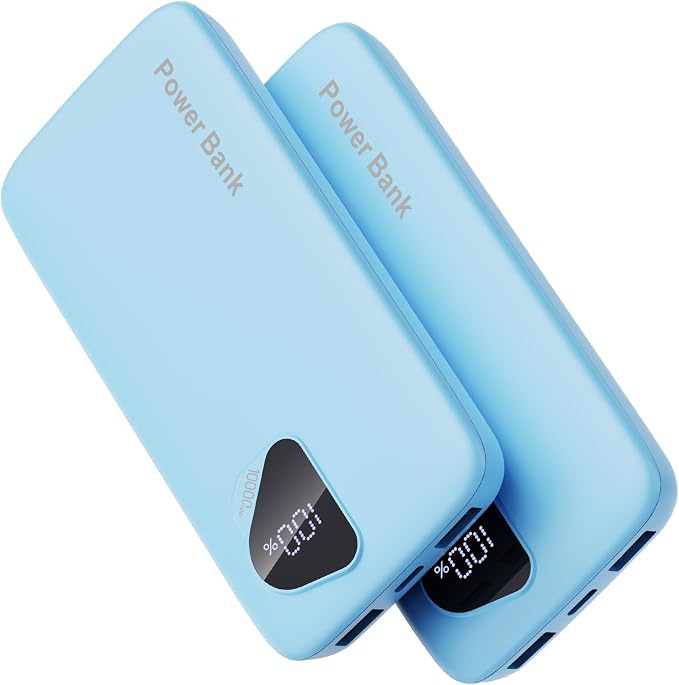 2026 2-Pack 10000mAh Portable Charger Battery Pack with Built in Cables | Travel Essential, 4 Outputs 2 Inputs Slim Power Bank for iPhone 17/16/15/14, Samsung Galaxy S23/22, Pixel etc by FancyBean