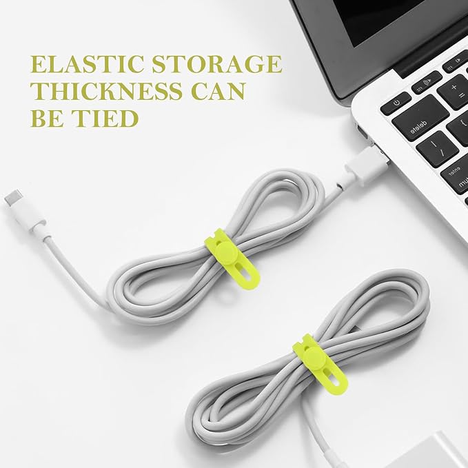 Donruby 30Pcs Silicone Cable Ties - Reusable & Washable with Adjustable Locking Buckles, High Elasticity Cable Management Straps for Home, Office, School, Travel Essential Cord Organizer (Light Green) - Image 6