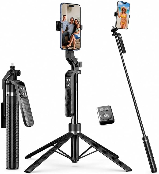 70" Phone Tripod Stand with Wireless Remote, Selfie Stick for iPhone Samsung Android, Portable Cell Phone Holder for Video Recording Photos Vlogging Travel by Unknown