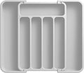 Aujen Silverware Drawer Organizer, Adjustable Utensil Cutlery Tray | Expandable Kitchen Organizer for Forks Knives, Multipurpose Kitchen Storage, Apartment Essentials, Light Grey, Medium by AUJEN