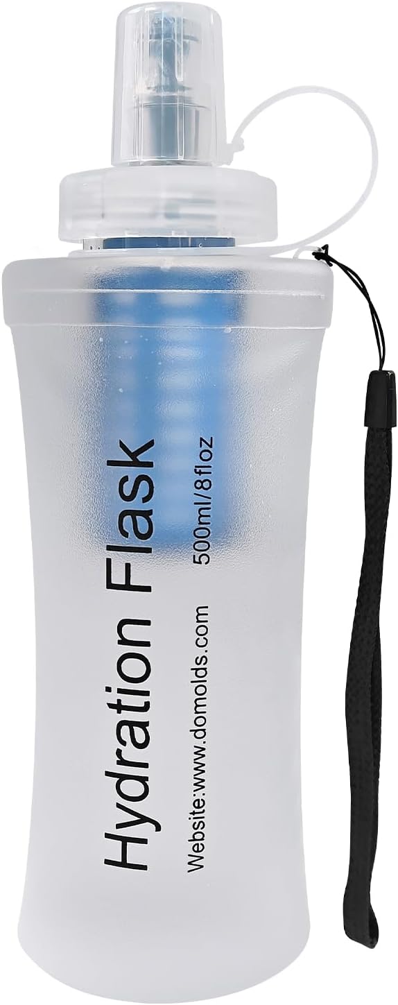 500ML Collapsible Water Bottle with Filter for Hiking, Camping & Travel - TPU Soft Flask, 0.1 Micrometer Hollow Fiber Membrane for Clearer, Better Tasting Outdoor Water(White) by BUTIE