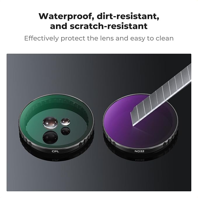 K&F CONCEPT Snap On PL ND Filter Compatible with DJI Osmo Action 4/5 Pro | 4 Pack Push-in Fit CPL ND8 ND16 ND32 Polarizing Neutral Density Filter, HD Optical Glass Multi-Coated, Easy to Install, FD131 - Image 5