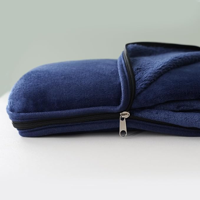 Travel Blanket Pillow, Soft Airplane Blanket 2-in-1, Travel Blanket Airplane Compact with Bag, Travel Essentials Accessories for Plane and Car,60x40 Navy - Image 5