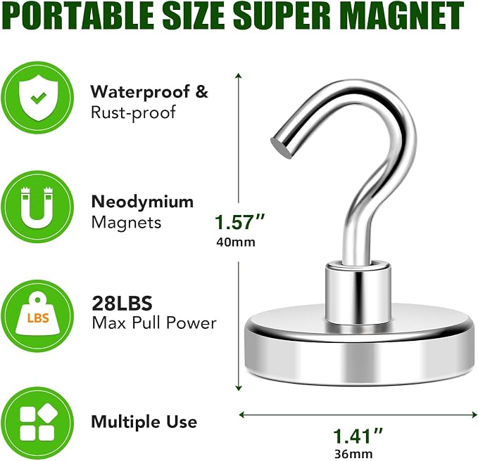 Magnetic Hooks 170lbs Strong Magnets Hook 18 Pack | Heavy Duty Extra Strong Cruise Hook for Hanging Industrial Metal Refrigerator Hooks for Cruise Cabins Fridge Kitchen Grill - Image 7