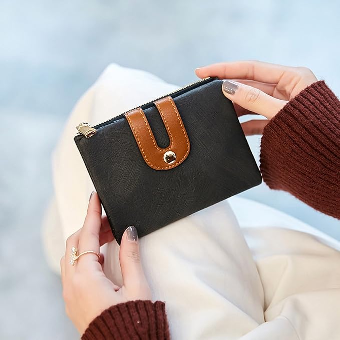 AOXONEL Women's Rfid Small Bifold Leather Wallet Ladies Mini Zipper Coin Purse id card Pocket,Slim Compact Thin - Image 3