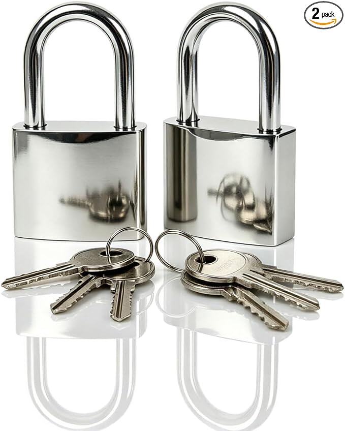 2 Pcs Small Locker Lock with 3 Keys Alike, Silver Lock Keyed Padlock, Luggage Padlocks for Travel Bags, Securing Luggage, Toolbox, Gym Locker - 32mm(1.25in) by Unknown