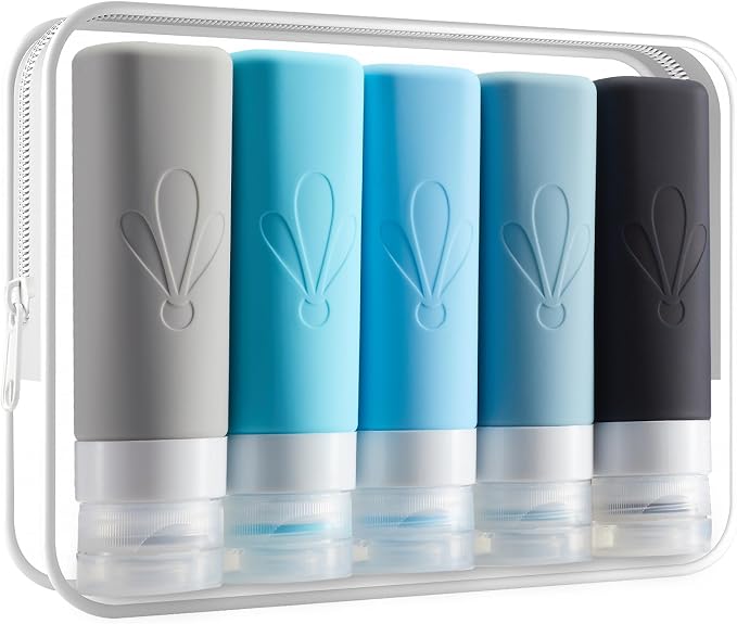 INSFIT Travel Bottles for Toiletries, TSA Approved 3oz Travel Size Toiletries, BPA Free Leak Proof Squeezable Silicone Tubes Travel Essentials for Shampoo Conditioner Lotion Soap by INSFITPortableTravelBottles