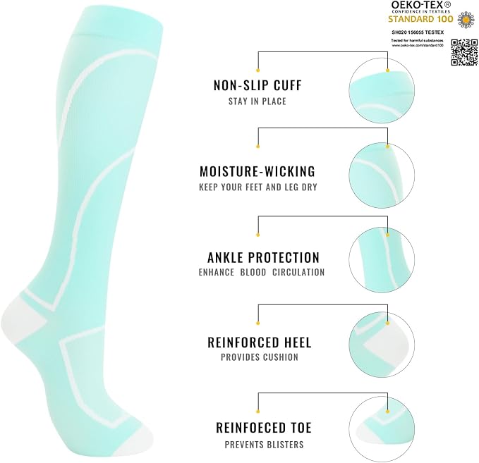 hello momoya Compression Socks for Women Men Circulation Knee High 8 Pairs for Nurses, Running, Travel, Athletic - Image 2