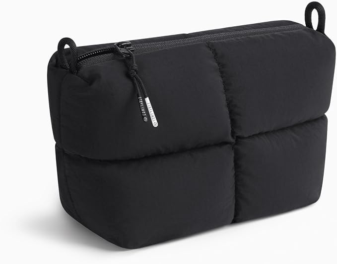 Comfyable Puffy Electronics Organizer Travel Case, Cute Tech Pouch for Women Men, Cable Storage Bag for Charger, Phone, Power Bank, Cord, Compact Tech Accessories Pouch, Black - Image 3