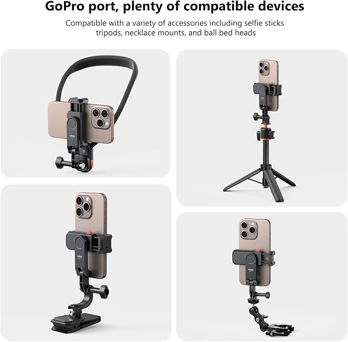 VRIG Phone Holder/Phone Mount for GoPro Adapter Hot Shoe Mount Adapter | Action Camera Phone Mount Adapter Attaching on DSLR Camera or Ring Light, for iPhone, Samsung, GoPro Hero 13, Mission 1 Pro - Image 5