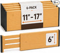 6-Pack Drawer Dividers 6-Inch High Dresser Drawer Organizer 11.5 to 17 Inch | Bamboo, Spring Loaded, No Tools Needed, for Clothes, Utensils, Socks and Deep Drawers in Bedroom, Bathroom, Kitchen, Office by Bamb%C3%BCsi
