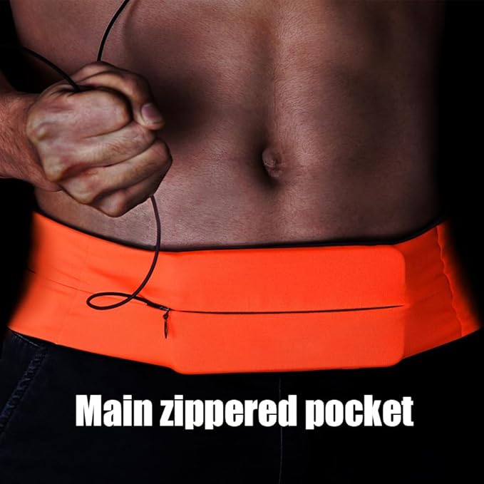 AnsrJ Slim Running Belt,Pockets with Zippers,Waist Pack for Phone Holder. | Runners Fanny Pack,hidden money belt for travel,.Marathon Jogger Sport Workout Fitness Exercise Gym Phone Holder Belt. - Image 3