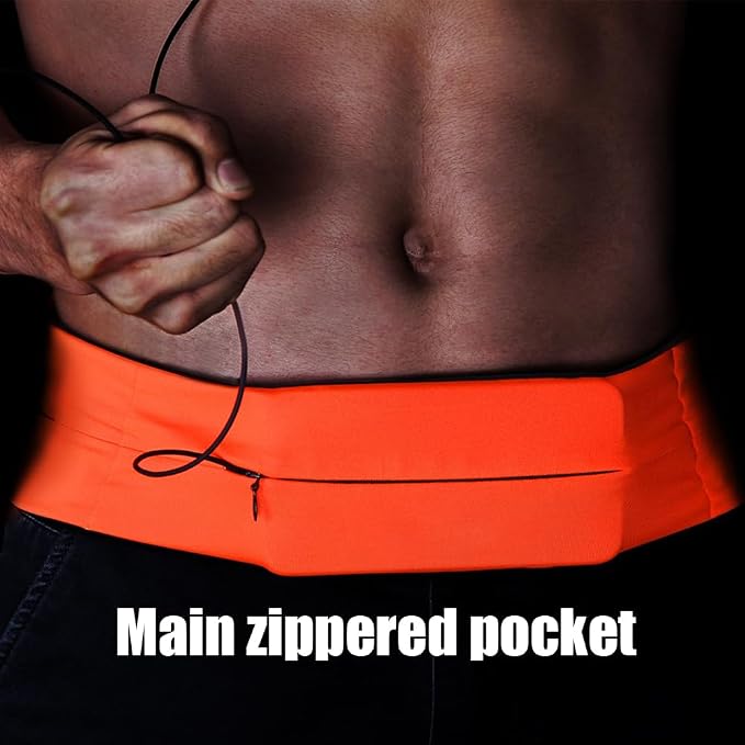 AnsrJ Slim Running Belt,Pockets with Zippers,Waist Pack for Phone Holder. | Runners Fanny Pack,hidden money belt for travel,.Marathon Jogger Sport Workout Fitness Exercise Gym Phone Holder Belt. - Image 3