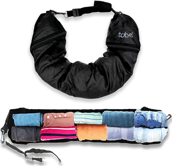 TUBE Travel Neck Pillow Stuffed with Clothes - Extra Carry On Storage for Flights - Avoid Baggage Fees - Splashproof Neck Pillow for Airplane Travel | Stuffable Travel Pillow for Women & Men by AvoidExcessLuggageFees