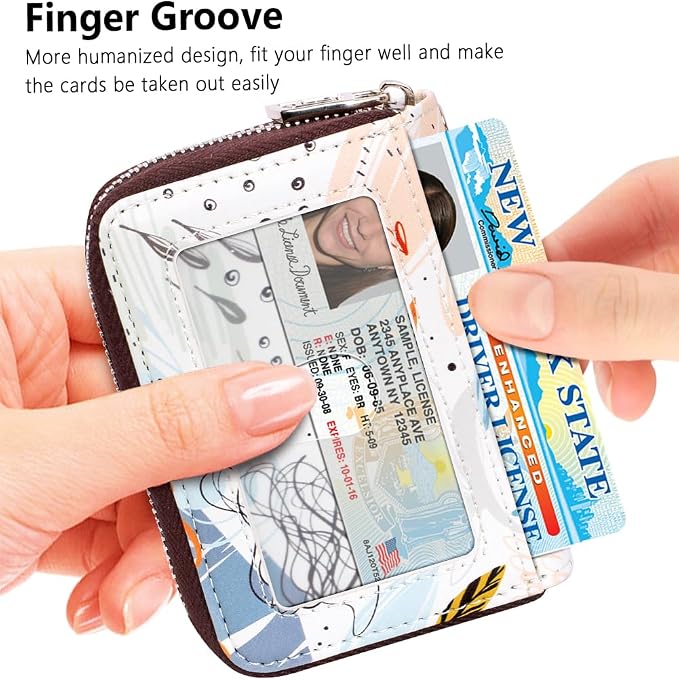 FurArt Zipper Wallet Women RFID Credit Card Holder keychain Wallet | ID Window RFID Blocking Compact Small business 15/16 slots - Image 2
