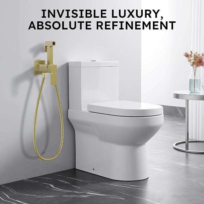 Arofa Built-in Hot and Cold Bidet Sprayer, Hands-Free Control, Brushed Gold | Wall-Mounted Design, Dual Control Modes, Leak-Free Hose, Feminine/Baby/Pet Wash, Cloth Clean & Rinse, Stainless Steel, Square - Image 7
