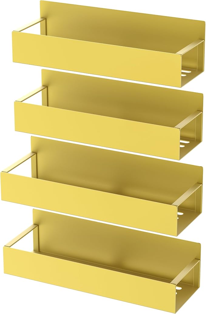 HuggieGems Metal Magnetic Spice Rack for Refrigerator Gold, 4 Pack | Magnetic Shelves Heavy Duty for Fridge in Kitchen, Seasoning Storage Organizer, For Oven Washer and Dryer, For Heavier Items - Image 6