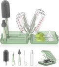 Travel Bottle Brush Set, Foldable Drying Rack, Dispenser | For On-The-Go Parents, 3 Silicone Brushes, Foldable Rack, Dispenser. Drying Slots, BPA-Free. by YOTIME