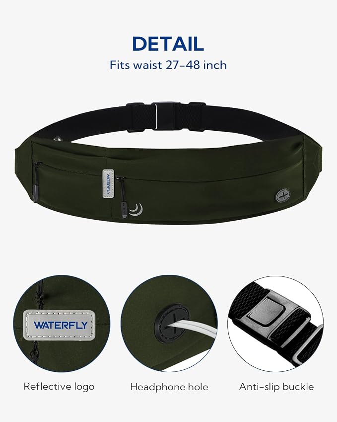WATERFLY Running Belt Fanny Pack:Phone Holder Belt for Men Women | Lightweight, Soft and breathable fabric,SBS zipper, adjustable waist belt, Zero bounce, Suitable for running workout Fitness - Image 5