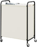 GRANNY SAYS 2 Section Laundry Sorter, 130L Large Hamper Basket with Wheels | Divided Beige Hamper Cart, Rolling Organizer for Bedroom, Bathroom by GRANNYSAYS
