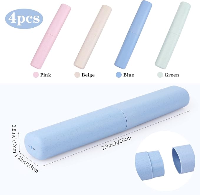 Hooqict 4 Pack Travel Toothbrush Case Portable Travel Toothbrush Holder Plastic Toothbrush Container Protector Cover Case for Traveling, Bathroom, Camping, Home, School, Business - Image 2