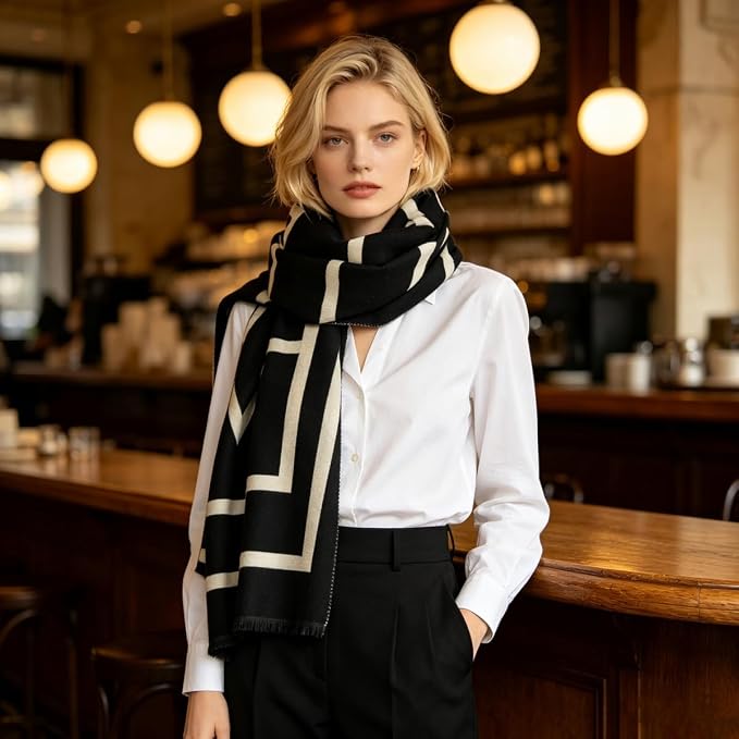 WaJuemy Winter Scarf for Women Dressy Evening Pashmina Shawl Wraps Open Front Poncho Blanket Fashion Travel Shawls Cape Wrap - Image 3