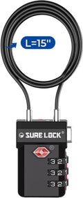 SURE LOCK TSA Approved Luggage Locks with Open Alert Indicator, 3 Digit Combination Cable Travel Lock for Suitcase, Backpack, Gym Locker, Toolbox, Carry On & Travel Bag by Hopeyoucanstaysafe