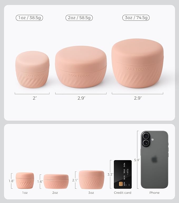 TakeToday Travel Containers for Toiletries, 3oz, 4 Pack, Apricot | Air Travel Leak-Proof, TSA Approved, Silicone Jars with Lid, for Cosmetics & Toiletries - Image 4