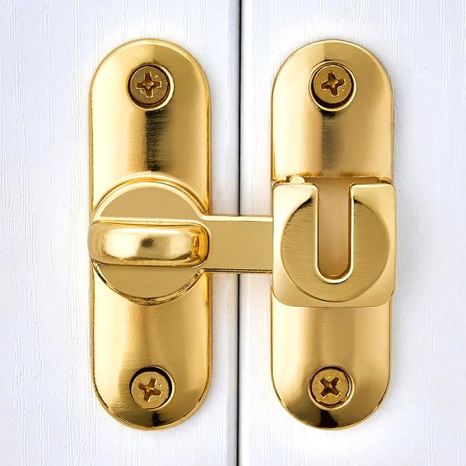 2 Packs Gold 90/180 Degree Barn Door Latches,Flip Gate Lock | Zinc Alloy Flip Gate Latches,Right Angle Door Lock,for bedroom,garage,sliding door,window,cabinet,drawer,pet enclosures - Image 5