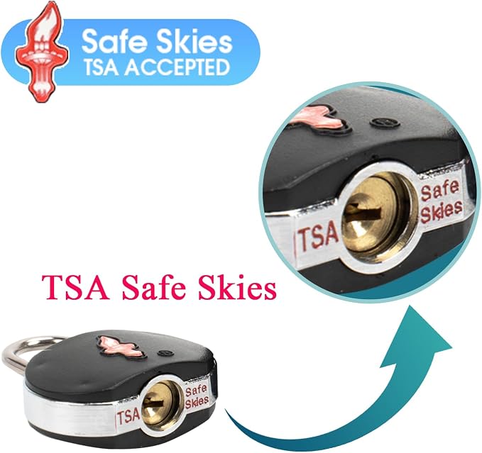 TSA Keyed Alike Luggage Lock 6-Pack Black – Family Travel Set | 6 locks share 1 key. 2 keys per lock. TSA Safe Skies approved. Steel cable. For suitcases, backpacks, gym lockers. - Image 3