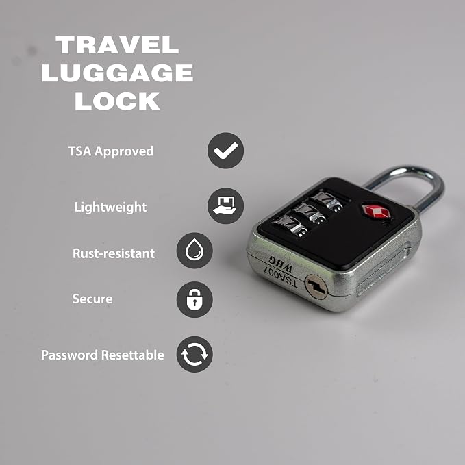 TSA Locks for Luggage, Combination Lock for Locker, Small Padlock Combination, Combo Luggage Padlocks TSA Approved, for Gym Locker, Travel Suitcase, Gun Case, Backpack Zipper, Ammo Can - Image 4