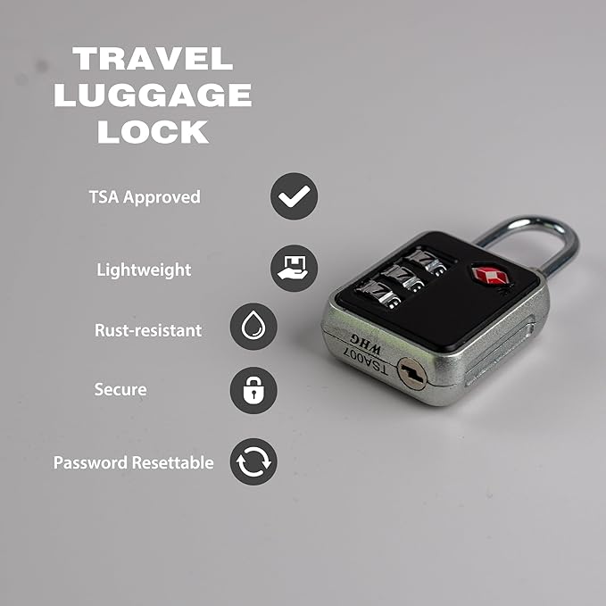 Luggage Locks TSA Approved, Combo Lock for Gym Locker, Small Combination Padlock, TSA Padlocks for Luggage, Travel Suitcase, Gun Case, Backpack Zipper, Ammo Can, Toolbox, Storage Box, Bag - Image 4