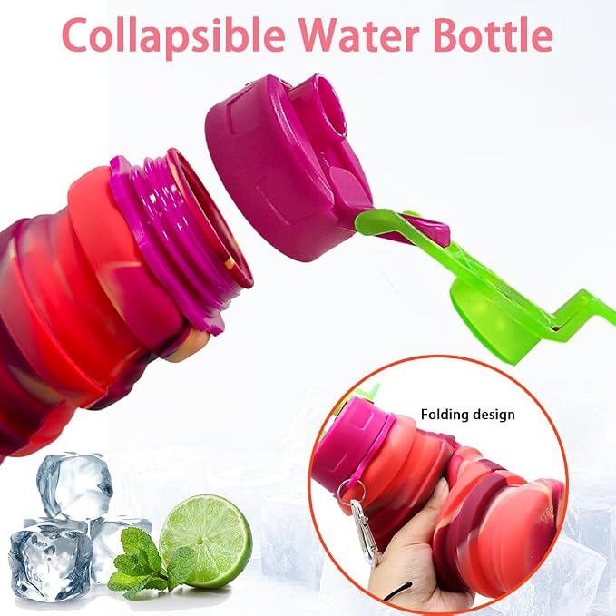 Silicone Collapsible Water Bottles, 16oz 500ml Portable Foldable Expandable Water Bottle Sports Cups, Leak Proof Reusable BPA Free, for Outdoor Activities Travel(Orange) - Image 4