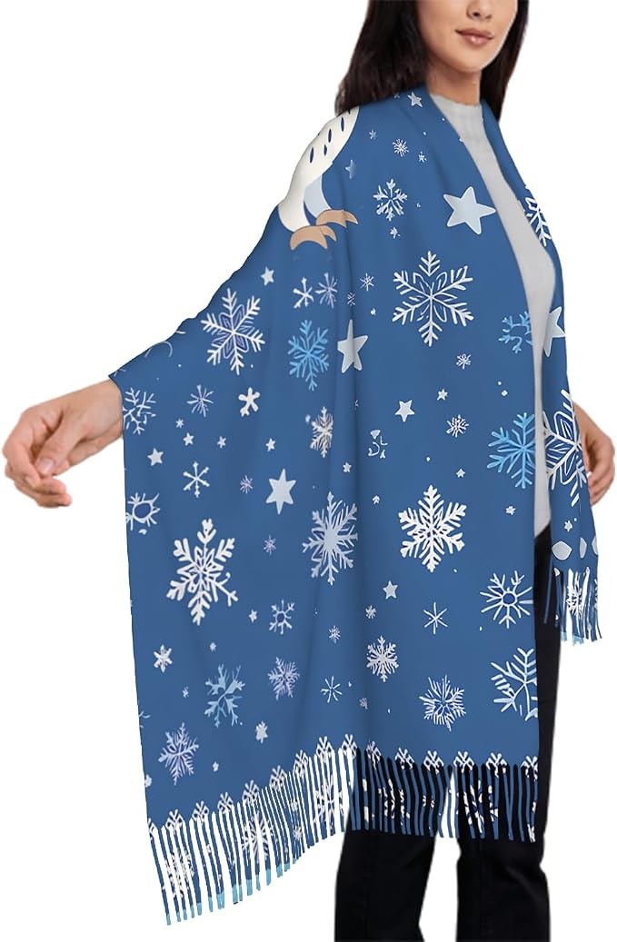 IBILIU Oversize Scarf for Women Floral Flower Purple Prune Color Scarf Tassel Scarves Fall Winter Shawl Wraps - 77.6 x 28.3in - Image 4
