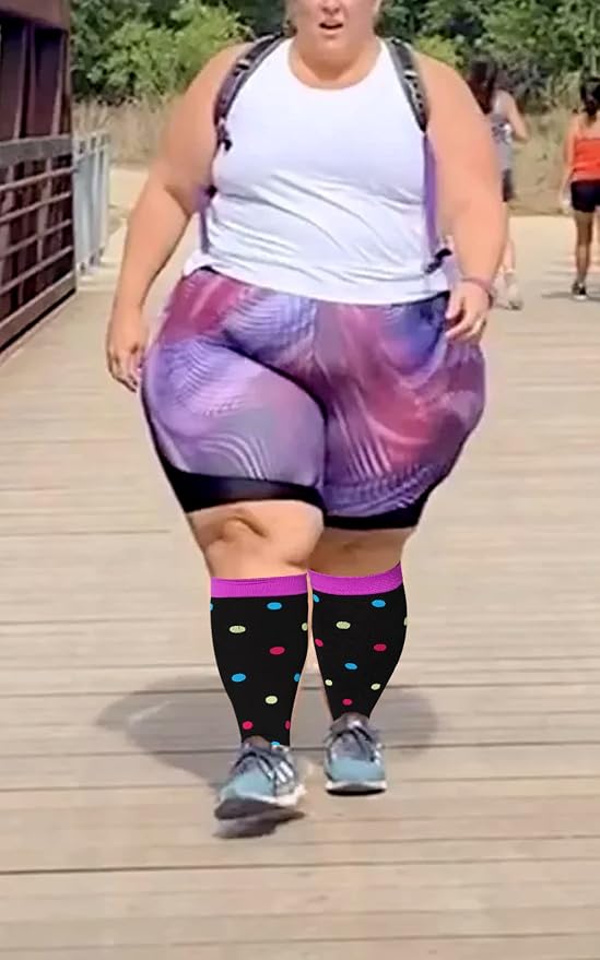 Abodhu Plus Size Compression Socks for Women& Men 15-20mmHg Wide Calf Knee High Socks - Image 7