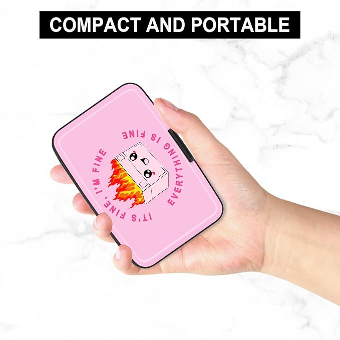 Card Holder Credit Cards Holder for Women RFID wallet women Business Card Holder Wallet Mini Aluminum Card Wallet RFID Blocking Slim Metal Hard Card for Women, Cute Dumpster - Image 5