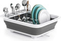 THANSTAR Collapsible Dish Drying Rack for RV Kitchen, Foldable Drainer Organizer for Kitchen Countertop, Space Saving Portable Dish Rack for Campers, Travel Trailer & Small Spaces, Easy Storage, Grey by THANSTAR