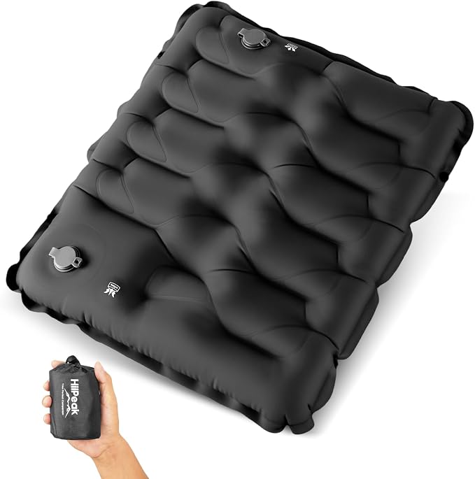 HiiPeak Inflatable Seat Cushion, Lightweight Compact Stadium Seat Pad Camping Air Seat Cushion By Hand Inflation for Bleachers Backpacking Hiking Airplane Office Car Sports Events Concert by HiiPeak
